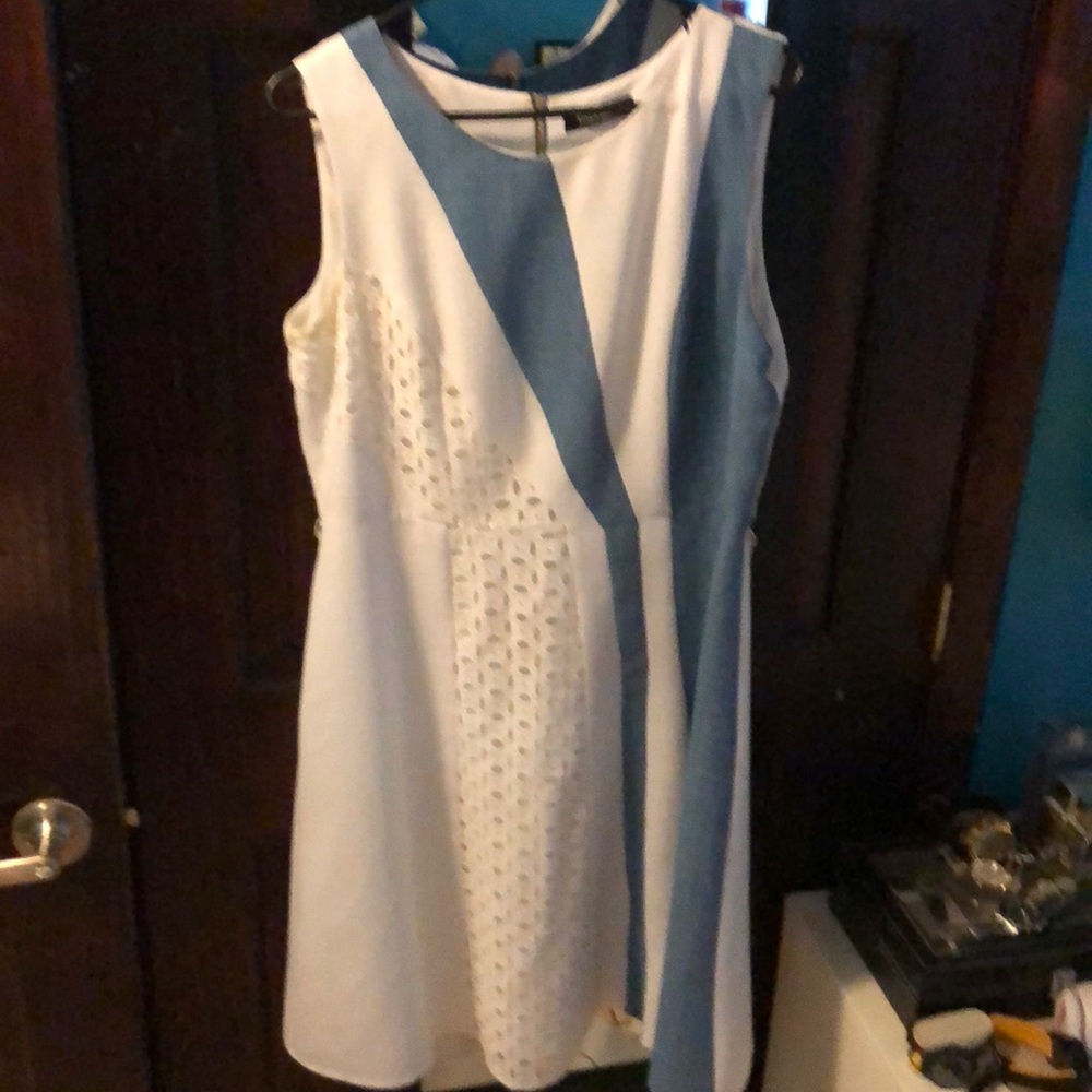 White and blue dress